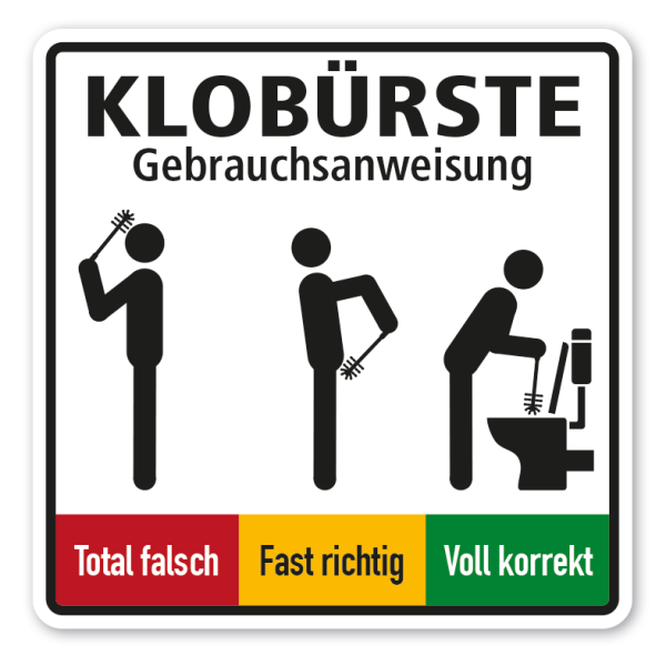 Fun-Schild Klobürste Gebrauchsanweisung