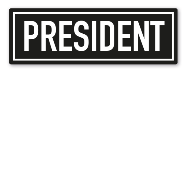 Schild für Motorradclubs - Rang - Titel President