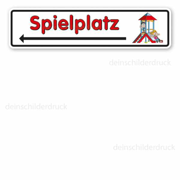 Hinweisschild Spielplatz - mit Richtungspfeil