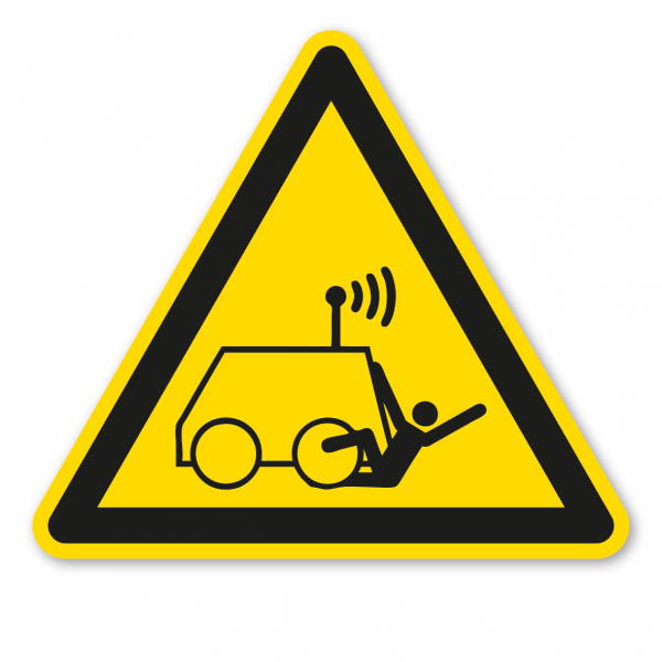 Warnzeichen Warnung vor Überrollen durch ferngesteuerte Maschine – ISO 7010 - W037