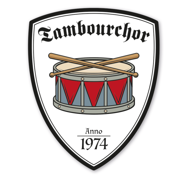 Zunftwappen Tambourchor - Spielmannszug mit Zunftnamen, Gründungsjahr oder Ihrem Wunschtext - Maibaumschild - Wappen W