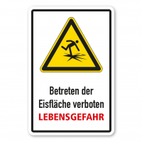 Warnschild Achtung Betreten der Eisfläche verboten - Lebensgefahr - Kombi - ISO 20712-1 - WSW001-K-02 Warnschild Achtung Betreten der Eisfläche verboten - Lebensgefahr - Kombi - ISO 20712-1 - WSW001-K-02