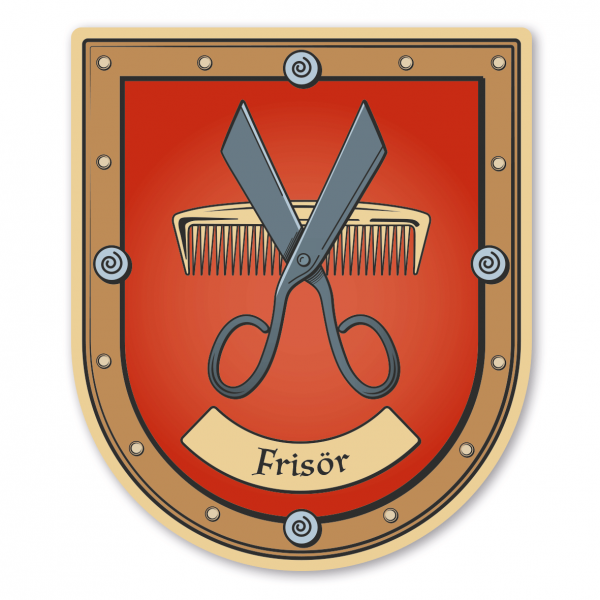 Maibaumschild / Zunftwappen Frisör mit Zunftnamen oder Ihrem Wunschtext - Wappen B