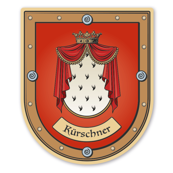 Maibaumschild / Zunftwappen Kürschner - mit Zunftnamen oder Ihrem Wunschtext - Wappen B