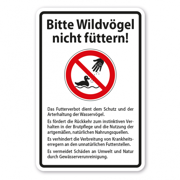 Verbotsschild Bitte Wildvögel nicht füttern - Kombi