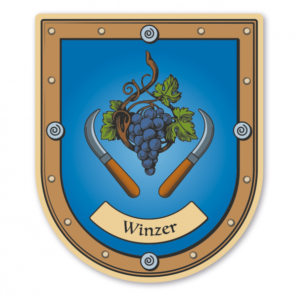 Maibaumschild / Zunftwappen Winzer (blaue Trauben) mit Zunftnamen oder Ihrem Wunschtext - Wappen B