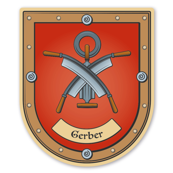 Maibaumschild / Zunftwappen Gerber - mit Zunftnamen oder Ihrem Wunschtext - Wappen B
