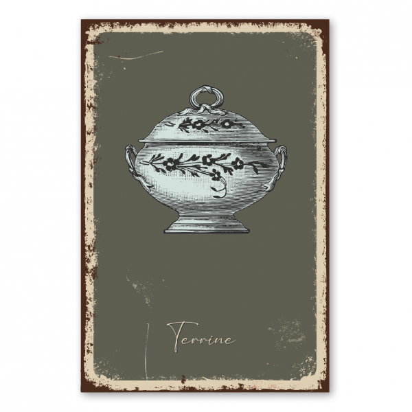 Retroschild / Vintage-Schild Terrine