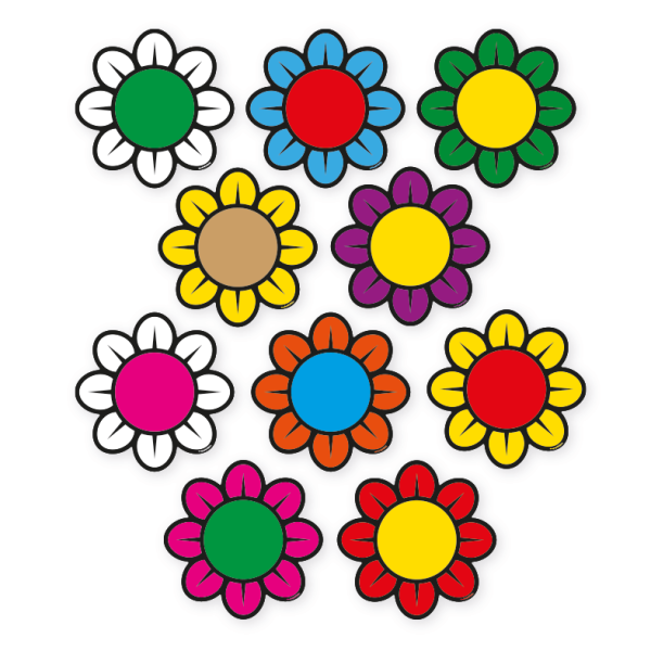 Mehrteiliger Bodenkleber - Farbige Blumen ohne Inhalt - Bewegungspfad-Set - BWP-01-SET-07