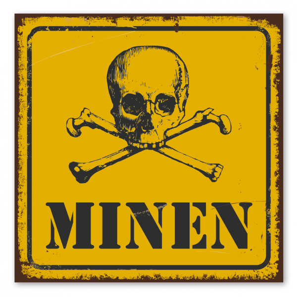 Retroschild / Vintage-Warnschild Minen