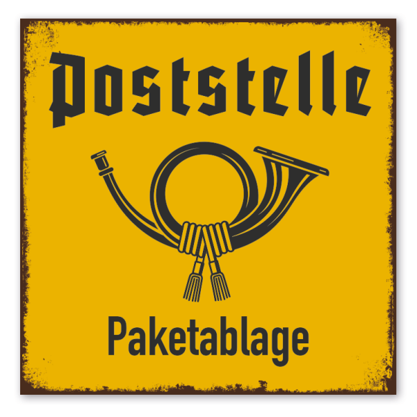 Retroschild / Vintage-Schild Postamt Paketablage - Postschild