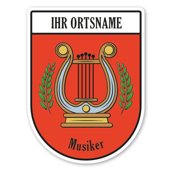 Maibaumschild / Zunftwappen Musiker - Musikverein mit Zunftnamen, Ortsnamen oder Ihrem Wunschtext - Wappen BL