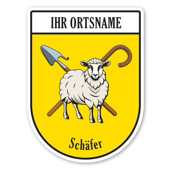 Maibaumschild / Zunftwappen Schäfer - Schafhirte mit Zunftnamen, Ortsnamen oder Ihrem Wunschtext - Wappen BL