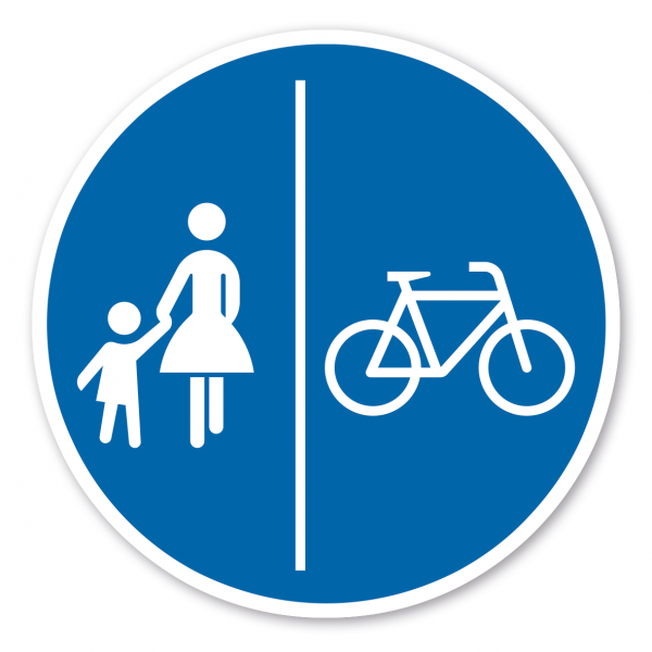 Verkehrsschild Getrennter Fuß- und Radweg, Fahrrad rechts – VZ 241-31
