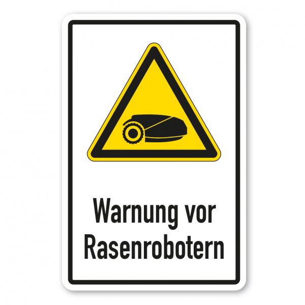 Warnschild Warnung vor Rasenrobotern - Kombi