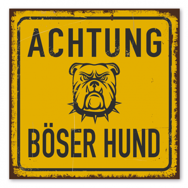 Retroschild / Vintage-Warnschild Achtung - böser Hund