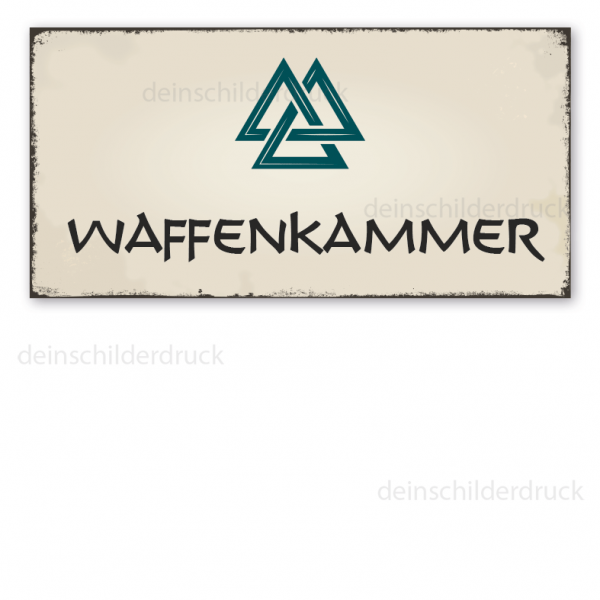 Retro Walhalla-Schild Waffenkammer - mit Valknut-Symbol