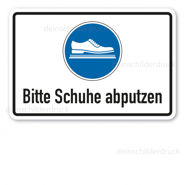 Gebotsschild Bitte Schuhe abputzen - Kombi