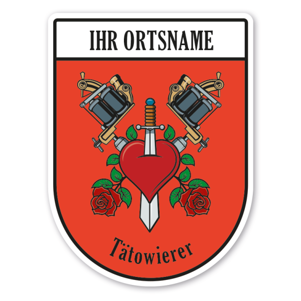 Maibaumschild / Zunftwappen Tätowierer mit Zunftnamen, Ortsnamen oder Ihrem Wunschtext - Wappen BL