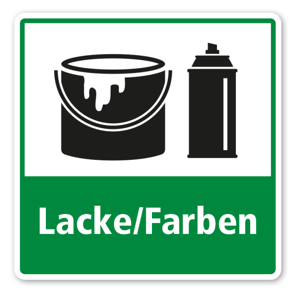 Schild zur Abfalltrennung - Lacke und Farben