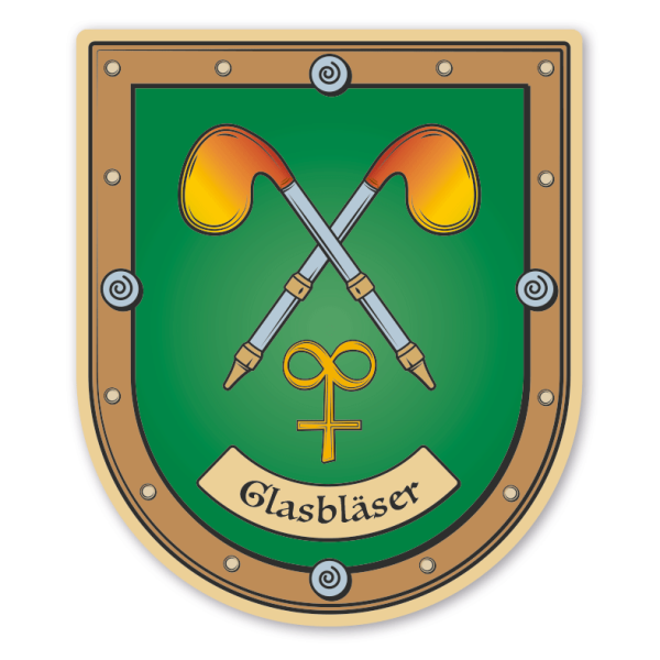 Maibaumschild / Zunftwappen Glasbläser - Glasmacher - mit Zunftnamen oder Ihrem Wunschtext - Wappen B