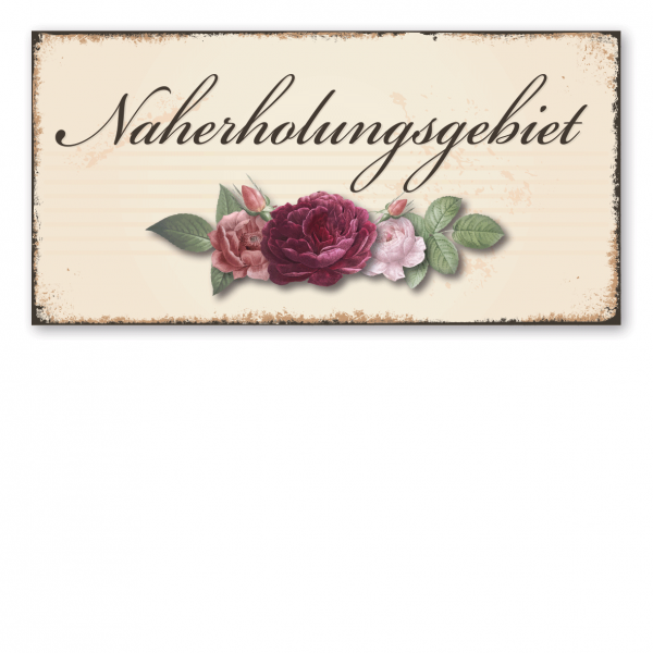 Florales Retroschild / Vintage-Schild Naherholungsgebiet