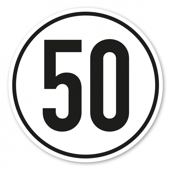 Verkehrsschild - Geschwindigkeitsschild 50 km/h - nach StVZO § 58 - VZ-PR-53