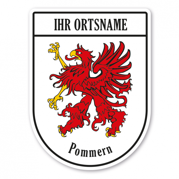 Maibaumschild / Wappen Pommern mit Bezeichnung, Ortsnamen oder Ihrem Wunschtext - Wappen BL