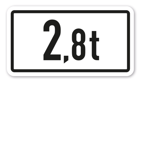 Zusatzzeichen Angabe der zulässigen Gesamtmasse - 2,8 t - Verkehrsschild VZ-1053-33