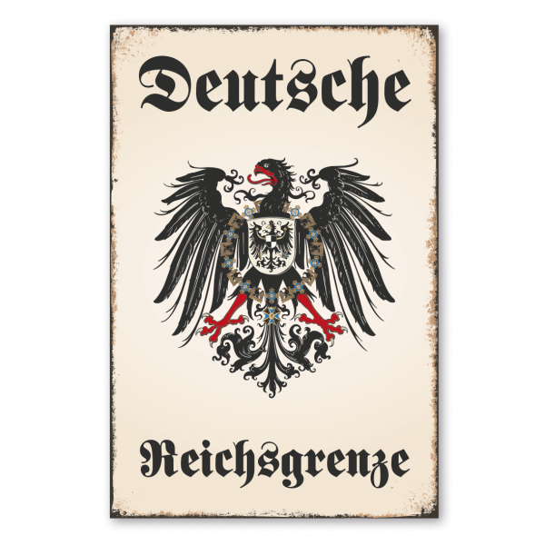 Retroschild / Vintage-Schild Deutsche Reichsgrenze