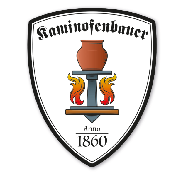 Zunftwappen Kaminofenbauer mit Zunftnamen, Gründungsjahr oder Ihrem Wunschtext - Maibaumschild - Wappen W