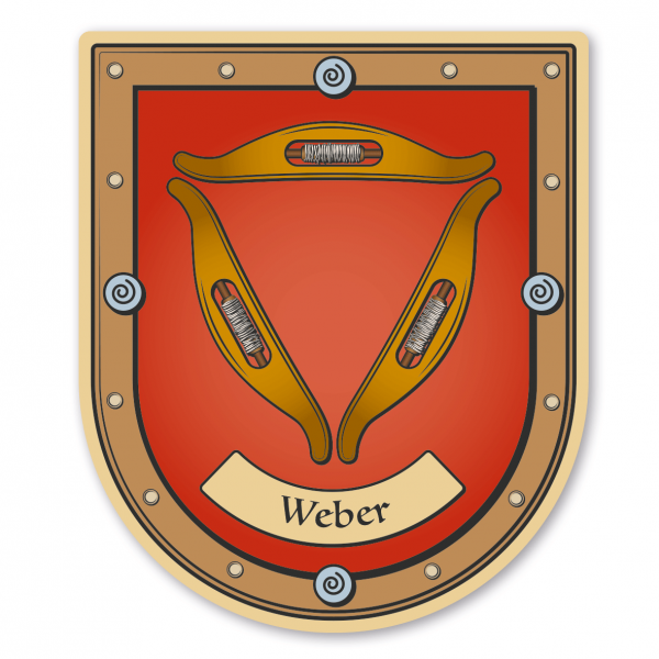 Maibaumschild / Zunftwappen Weber mit Zunftnamen oder Ihrem Wunschtext - Wappen B