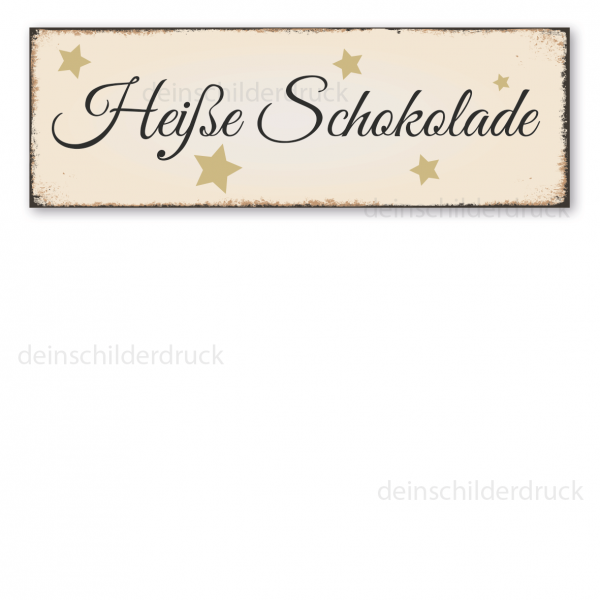 Schild für Weihnachtsmärkte Heiße Schokolade in Retro-Ausführung