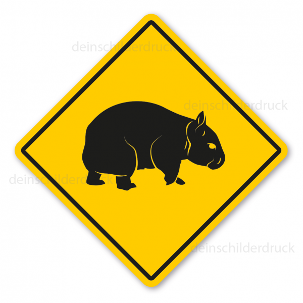 Australisches Warnschild / Verkehrsschild Achtung Wombat