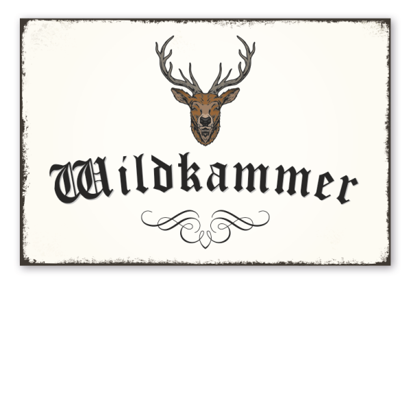 Retroschild Wildkammer - mit Hirsch