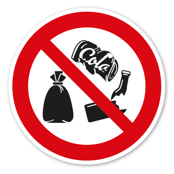 Verbotszeichen Abfall und Müll nicht liegen lassen