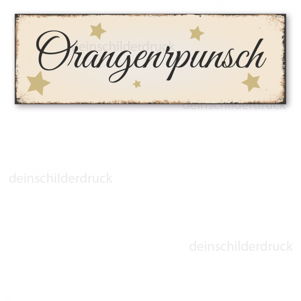 Schild für Weihnachtsmärkte Orangenpunsch in Retro-Ausführung