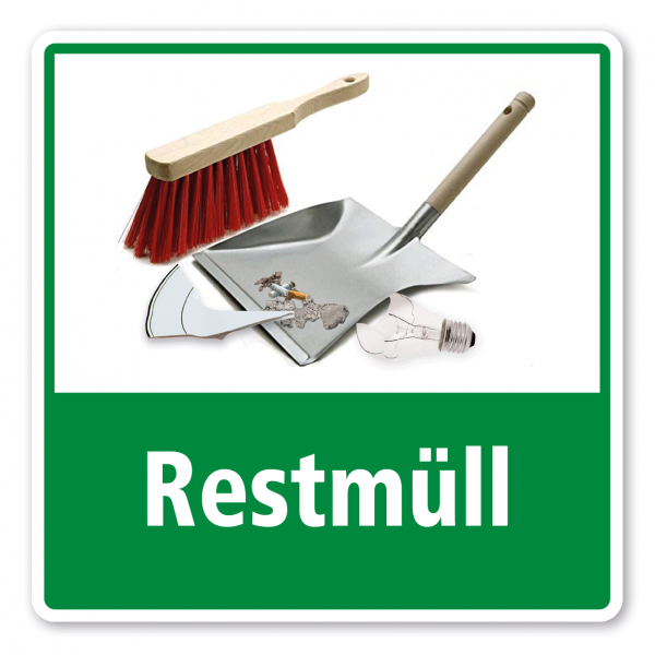 Schild zur Abfallentsorgung - Recycling Restmüll