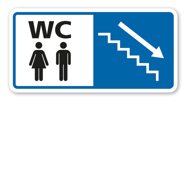 Hinweisschild WC Toilette - Treppe abwärts