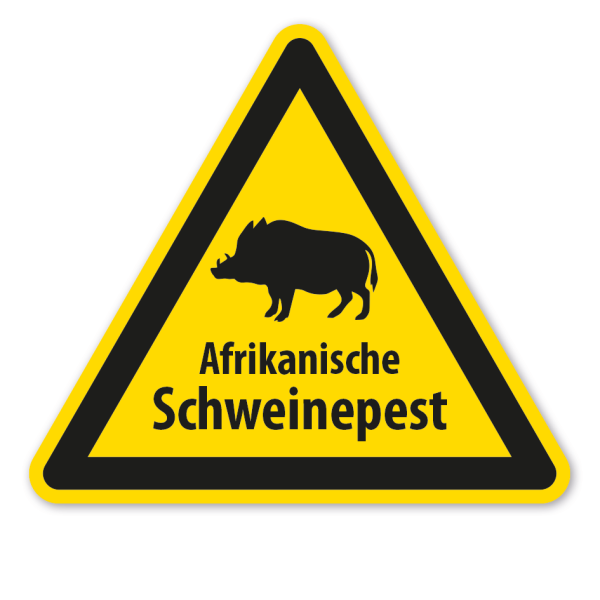 Warnzeichen Achtung Afrikanische Schweinepest - mit Text