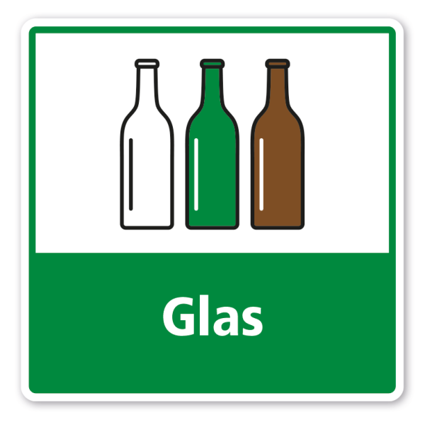 Schild zur Abfalltrennung - Glas