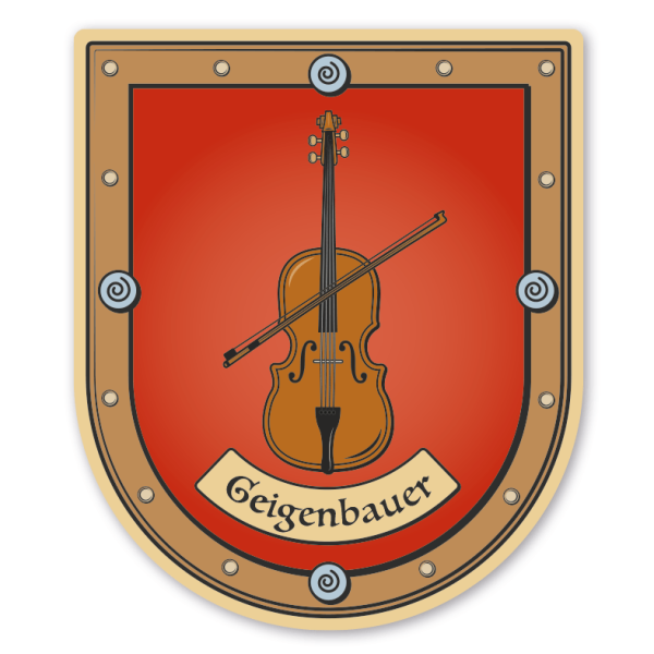 Maibaumschild / Zunftwappen Geigenbauer - Musikinstrumentbauer - mit Zunftnamen oder Ihrem Wunschtext - Wappen B