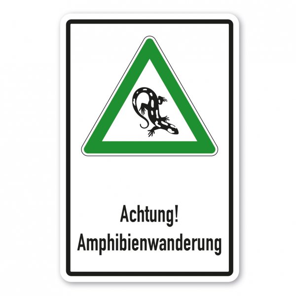 Hinweisschild Achtung Amphibienwanderung - Salamander - Kombi