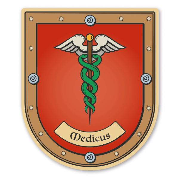 Maibaumschild / Zunftwappen Medicus - Arzt mit Zunftnamen oder Ihrem Wunschtext - Wappen B