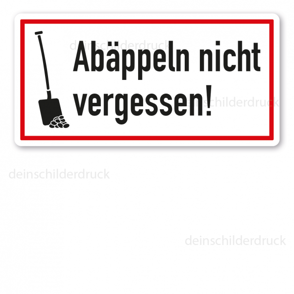 Stallschild / Hofschild Hinweisschild Abäppeln nicht vergessen