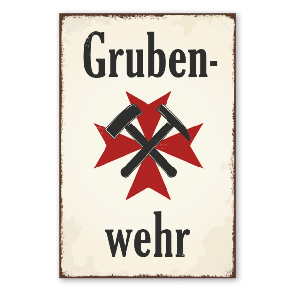 Bergbauschild Grubenwehr - in Retro-Ausführung