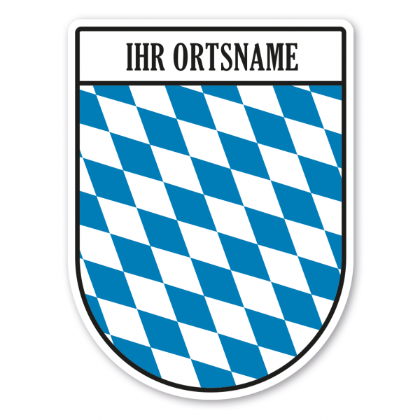 Maibaumschild mit Ortsnamen oder Ihrem Wunschtext - bayerisches Rautenmuster - Wappen BL
