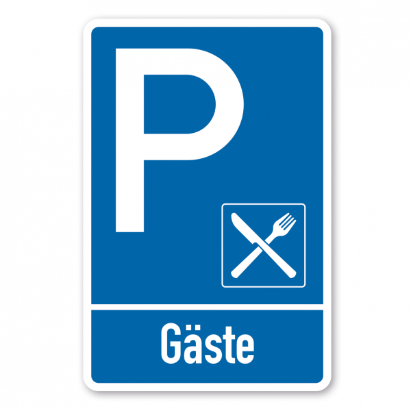 Parkplatzschild Gäste - einzeilig mit kleinem Piktogramm - Verkehrsschild