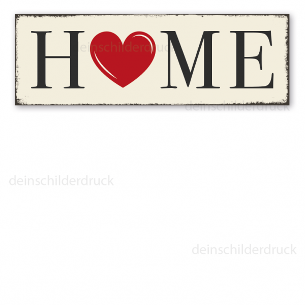 Schild Home - mit Herz