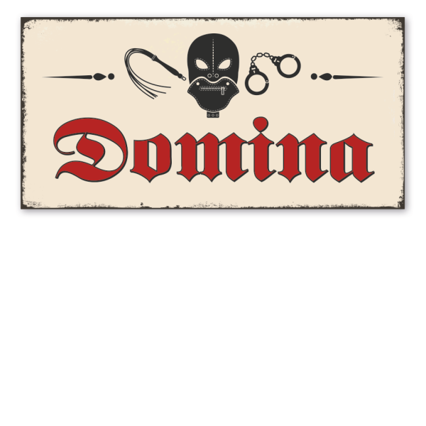 Retro Schild Domina - mit Symbolen